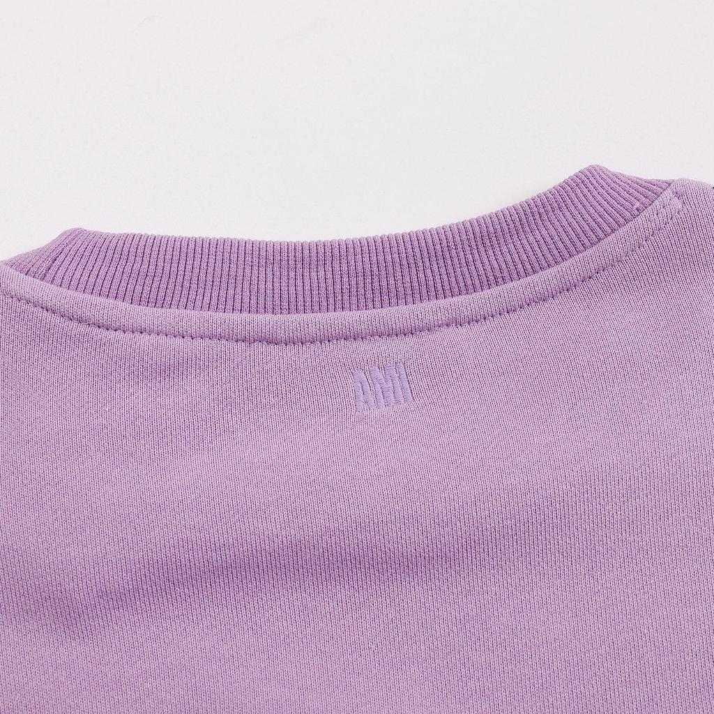 214 AMI 2025 Podzim a Zima Nová Vyšívaná Bílá Malé Srdce Vysoce kvalitní Bavlna Kulatý Výstřih Pánská Mikina