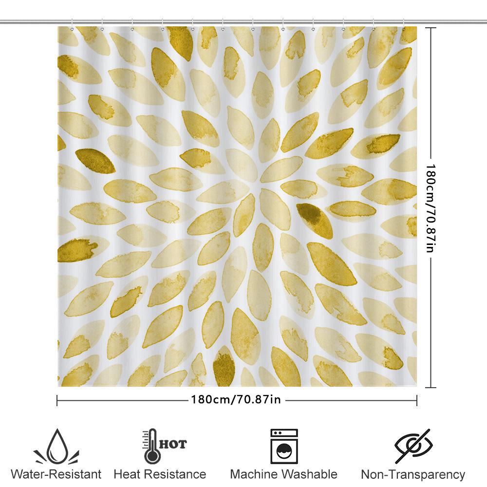 Yellow Watercolor Leaf Shower Curtain Home Decor Bathroom Accessories Set Waterproof Washable Fabric Curtain Panels Multiple Siz