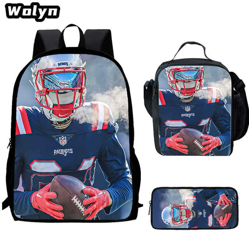Football football 16 inch meal bag satchel three-piece pattern primary school backpack