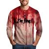 Men's Halloween Print Raglan Dralan Three-quarter Sleeve Casual Top