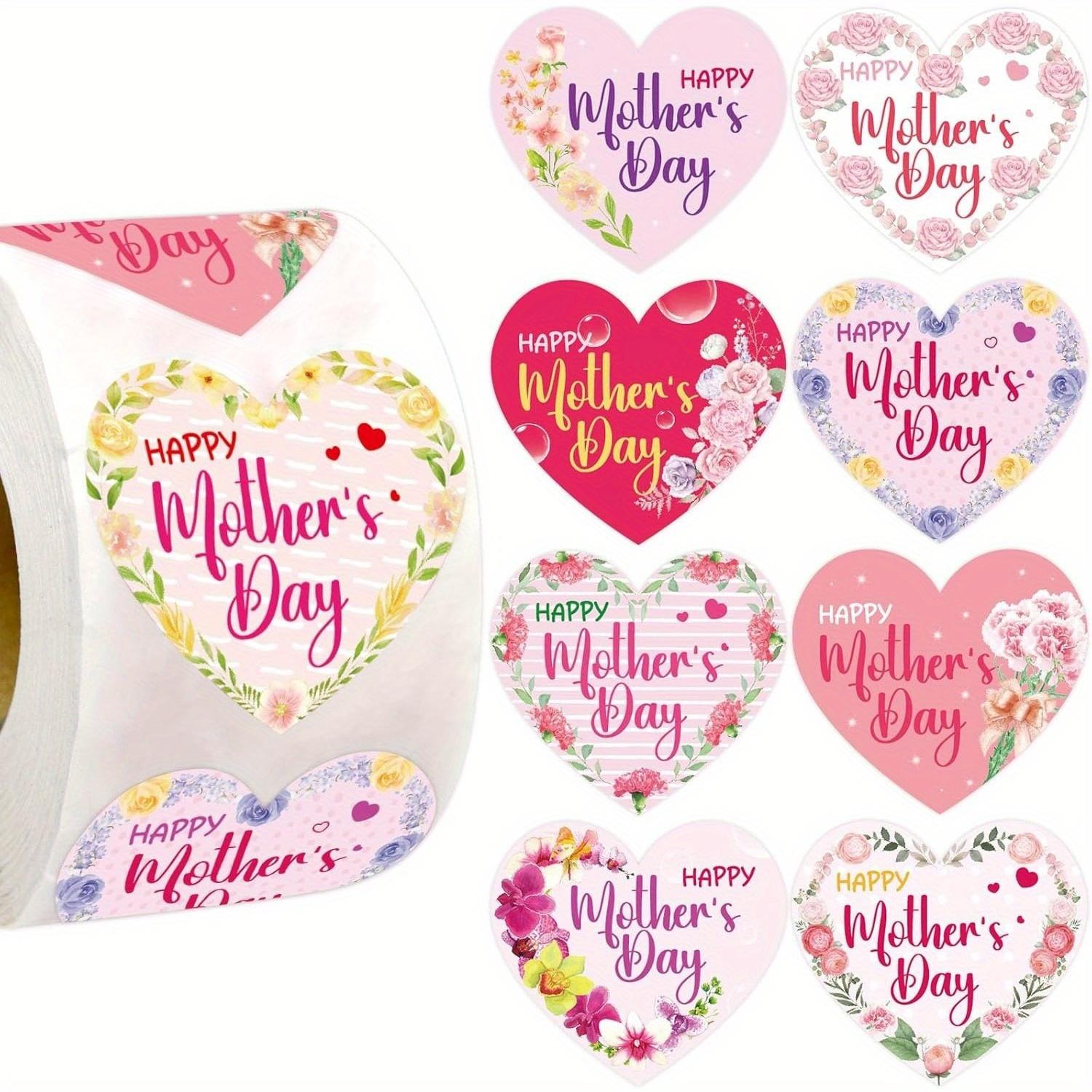 500Pcs Floral Mother s Day Stickers Happy Mother s Day Labels for Gifts Bouquets Skating Cycling Decor (as the picture,2.5CM)