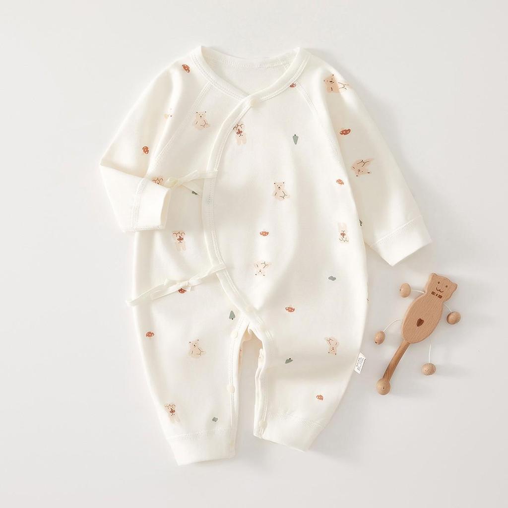 Neugeborenen Strampler aus reiner Baumwolle mit Schmetterlingsmotiv - Vier Jahreszeiten, Knochenloser Jumpsuit für Frühling & Herbst