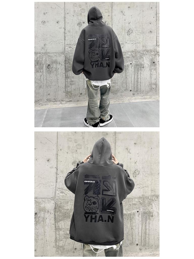 Herren Trendy Amerikanisches Übergroßes Kapuzensweatshirt - Herbst/Winter Samtmantel