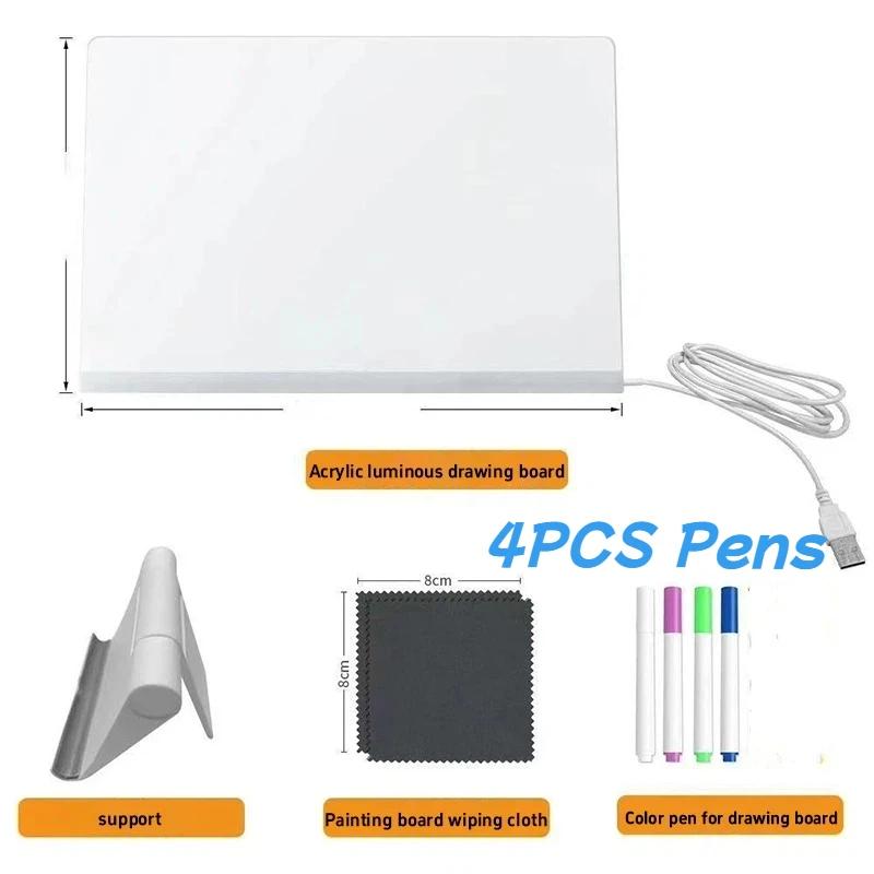 Magic Glow Kids Drawing Tablet Drawing Board Reusable LCD Tablet Erasable Light-up Doodle Pad Fun Educational Toy Menu Board