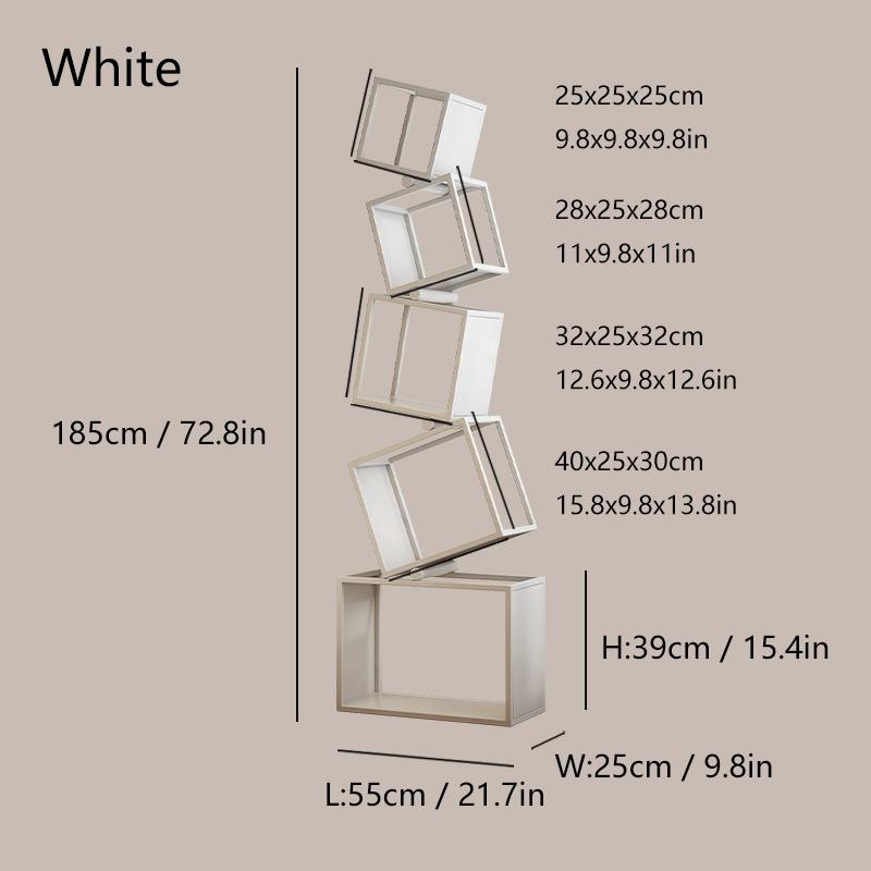 5 Layer Grid Bookshelf Modern Simple Foldable Storage Metal Living Study Room Decoration Corner Arrange Floor Standing Bookshelf