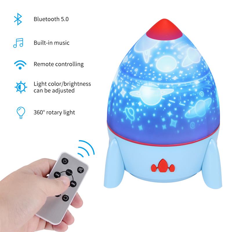 

Проектор Rocket Galaxy, светодиодный ночник, USB Bluetooth 5,0, музыка с дистанционным управлением, светильник для детей, детский подарочный декор, лампа