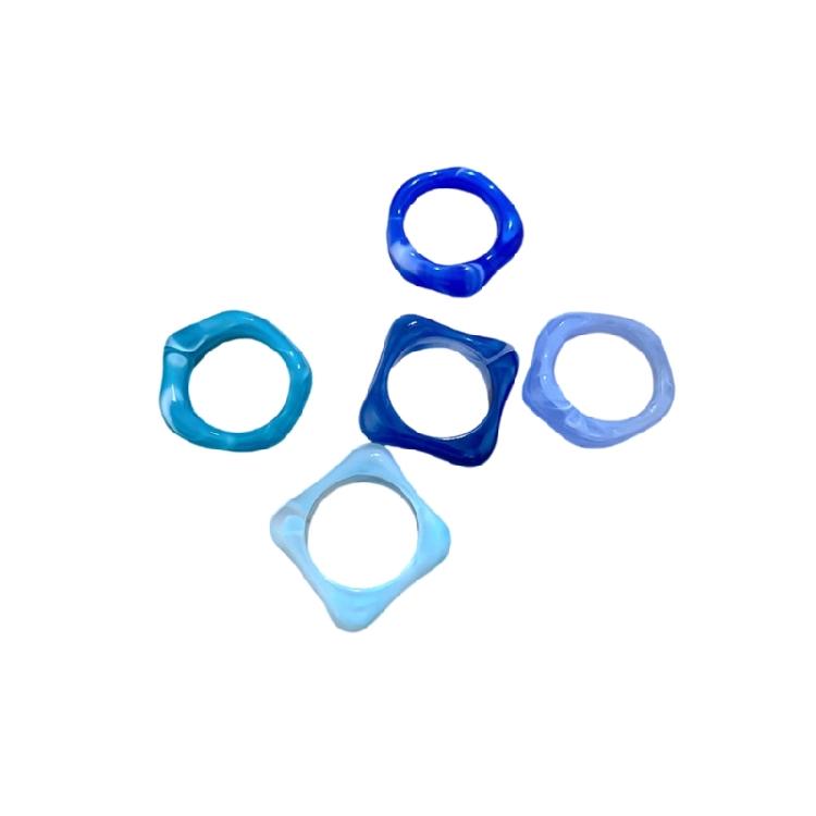 

5PCS Unique Acrylic Marbled Ombres Rings Set Gradient Color Stackable Comfort Jewelry Gift for Women Her Everyday
