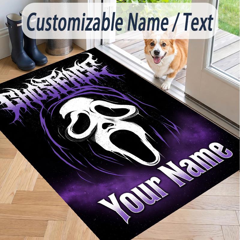Custom Text Scream Ghostface Pattern Floor Rug Soft Indoor Carpet Mat Living Room Bedroom