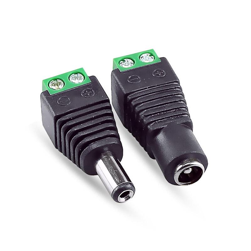 Male Female DC Connector 2.1mm X 5.5mm Power Plug Adapter for CCTV Cameras LED Strip Light