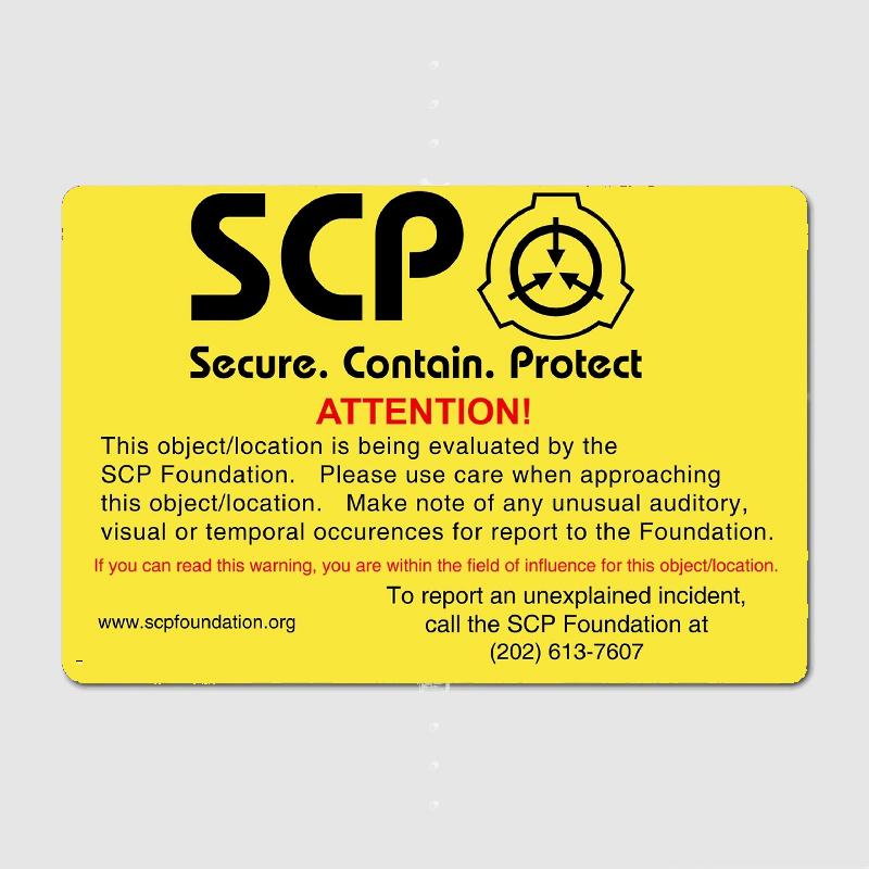 

SCP Attention Yellow Sign Poster Metal Plaque Cinema Kitchen Mural Funny Wall Decor Tin Sign Posters Room Decor 20x30cm（7.8x11.8inch）