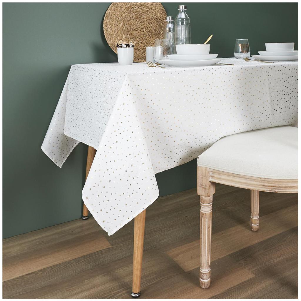 Les Trésors De Lily [A3679] - Designer Tablecloth 'Une Etoile Est Née' Golden White - 250x140 Cm