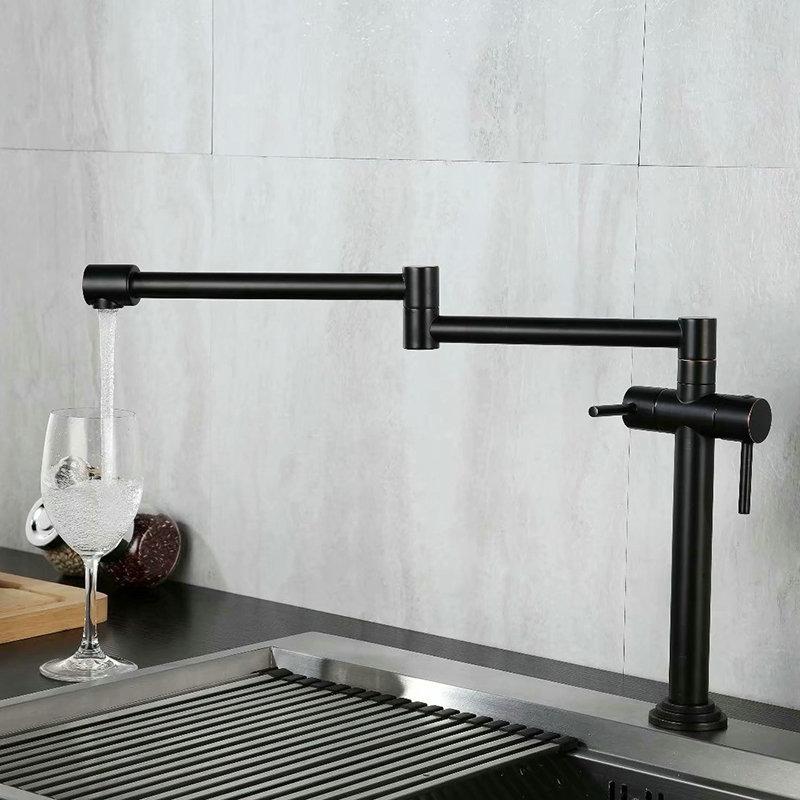 Kitchen Faucet Solid Brass Crane For Kitchen Deck Mounted Sink Mixer Foldable Nickel Brushed/Gold/Chrome/ORB/Black