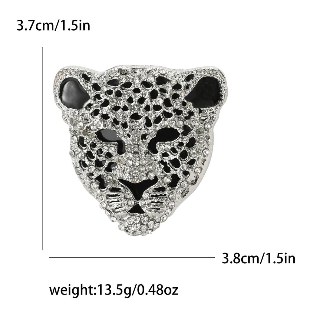Rhinestone Leopard Pin for Women Unisex Tiger Badge Wolf Brooch Office Party Friend Gifts Jewelry Accessories stranger things