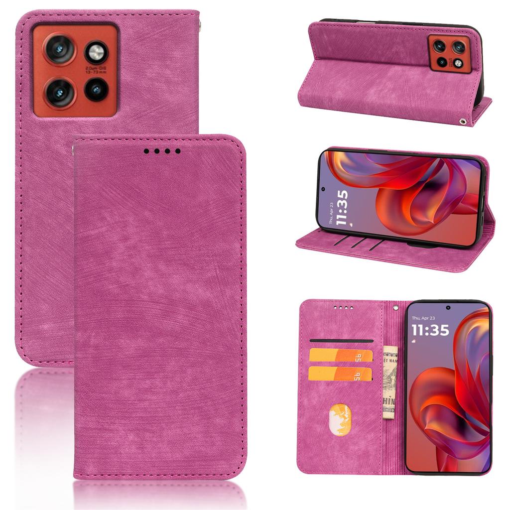 Phone Case For Motorola Edge 50 Neo 5G/Moto S50 5G/ThinkPhone 25 5G ,Strong Magnetic Leather Wallet Cover with Striped Texture