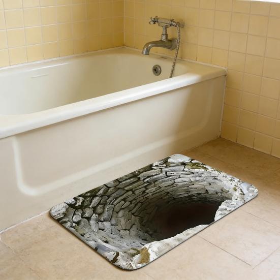 Floor Mat 3D Floor Strong Water Absorption Mat with Visual Effect Non-Slip Quick Drying Bathroom