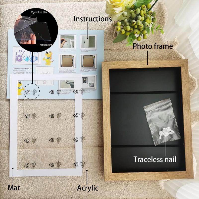 Wood Flap Magnetic Art Frames A4 Photo Frame DIY Picture Children's Exhibition of Paintings Storage Rack Home Decoration