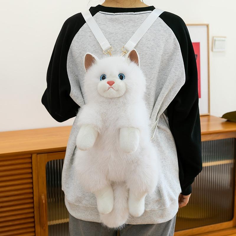 1PC Muppet cat backpack cute doll bag double shoulder plush toy for girlfriend's birthday gift