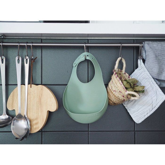 Lot de 2 bavoirs silicone gris clair/vert sauge