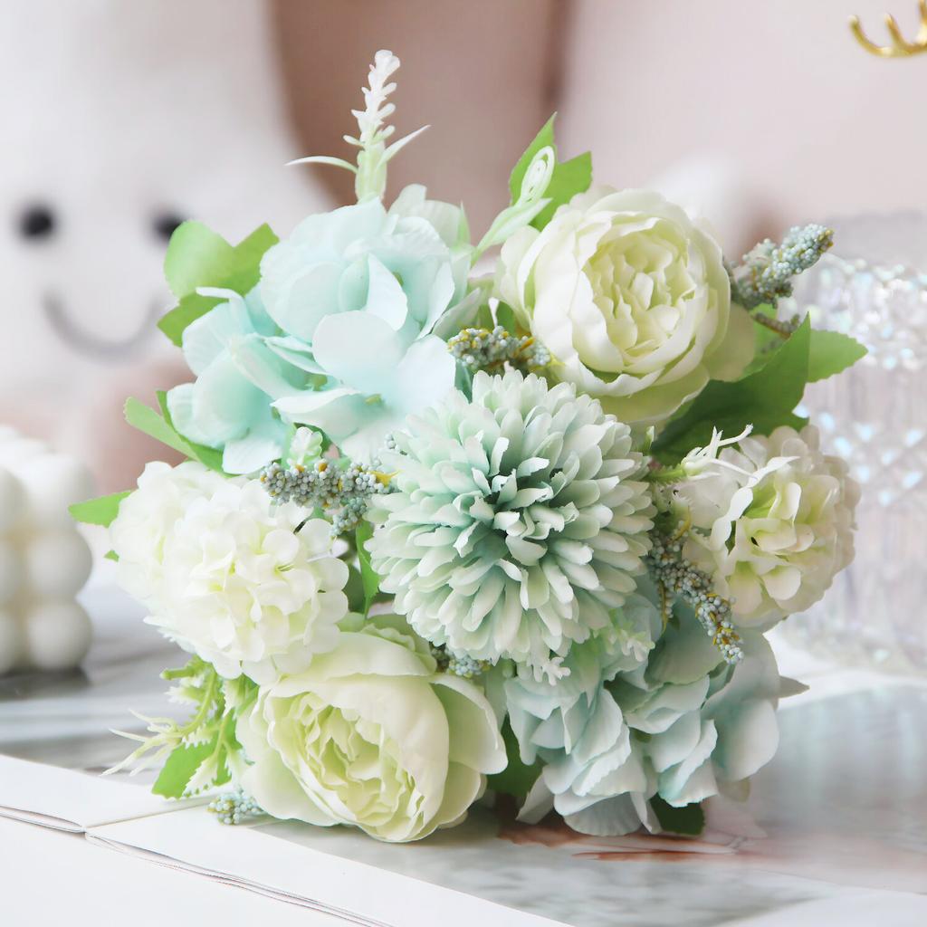 Peony and Rose Bouquet Realistic Silk Artificial Flowers Wedding Bridal Bouquet Home Garden Table Centerpiece Festival Decor