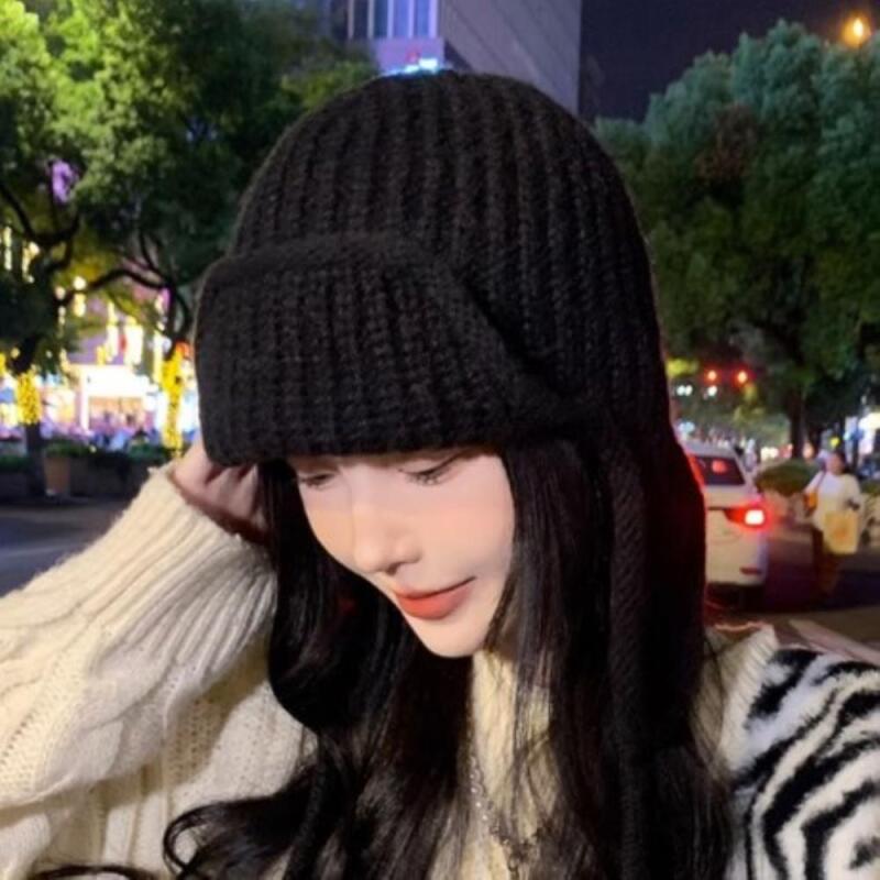 

Adorable knitted earmuff hat for women brown