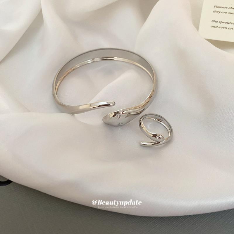 Metal Glossy Oval Open Bracelet Ring Ins Personalized Versatile Bracelet Light Luxury High-end Jewelry