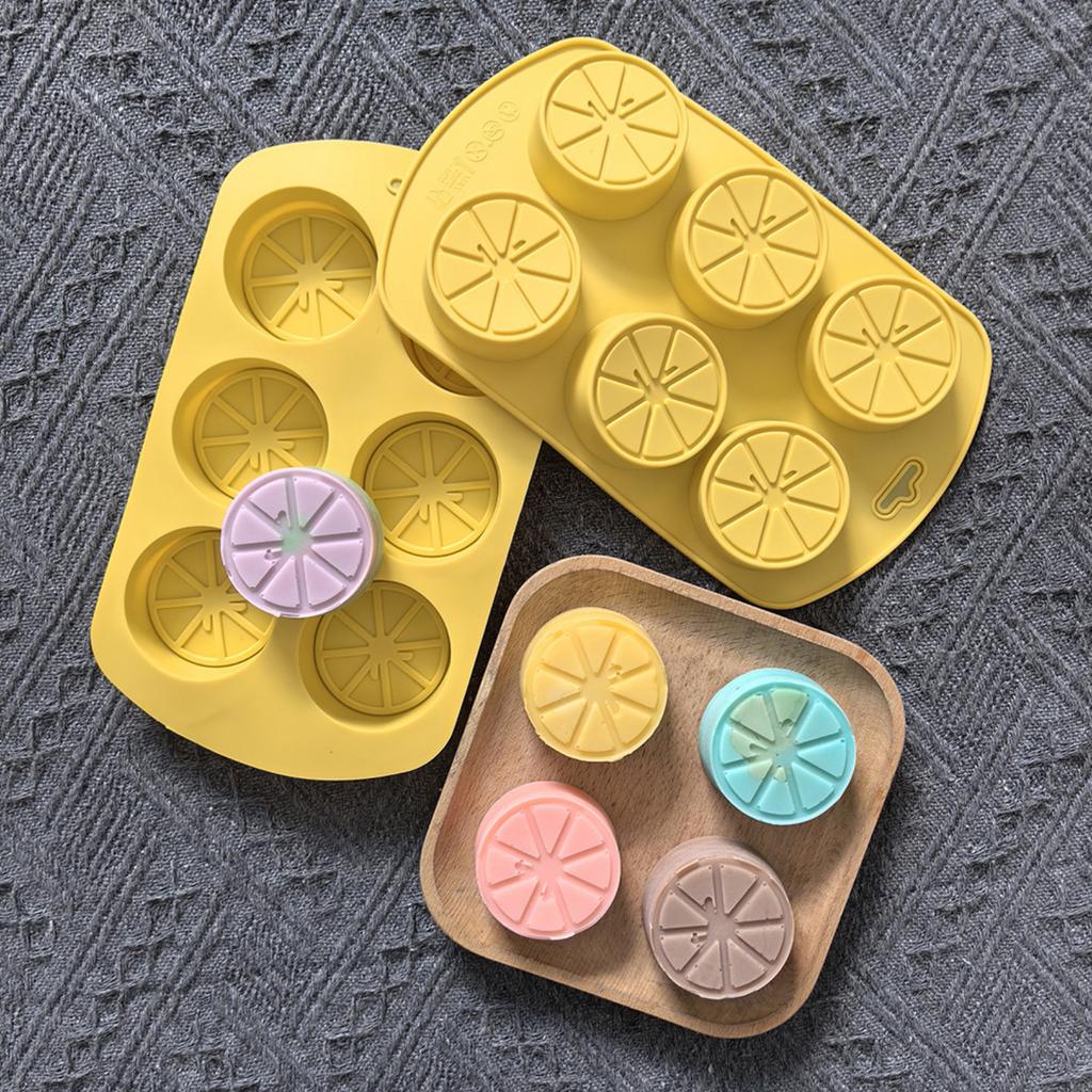 6 Cavity Lemon Slice Silicone Baking Mold Non Stick Flexible Citrus Shape Cake Mold for Oven Microwave Dishwasher Safe