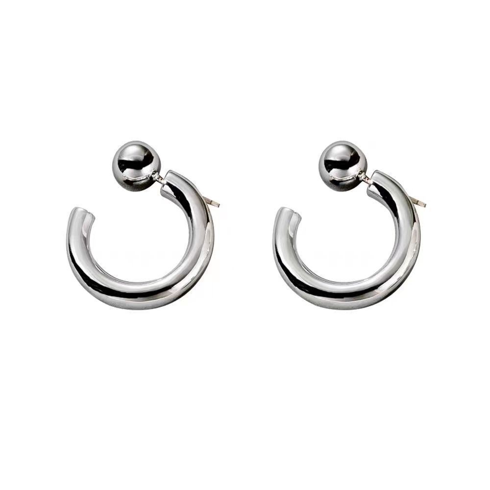 Minimalist High End Shiny Metal Hook Earrings Elegant Light Luxury Niche Versatile Cold Stud Earrings