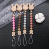 Cartoon Animal Beech Wooden Pacifier Baby Pacifier Clip Nipple Holder Dummy Holder Pacifier Clip for Baby Newborn Toys Accessory