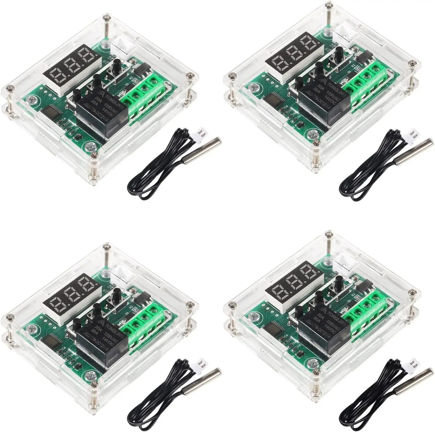

Модуль регулятора температуры 12 В с корпусом XH W1209 LED-дисплей Цифровой модуль термостата Водонепроницаемый датчик NTC -50~110℃ 4PCS