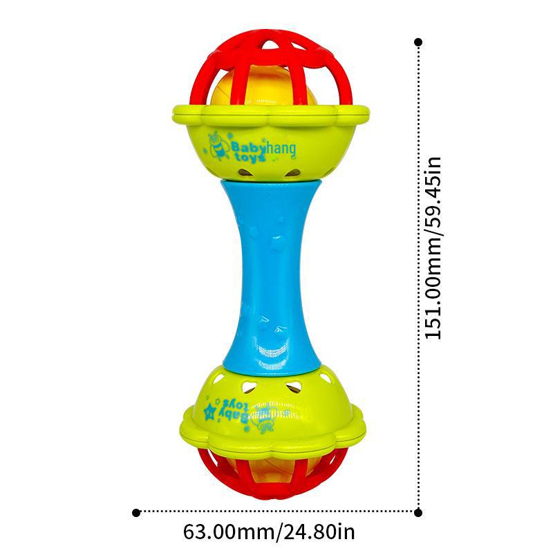 Soft Rubber Teething Rattle & Grasping Ball for Babies 0-12 Months