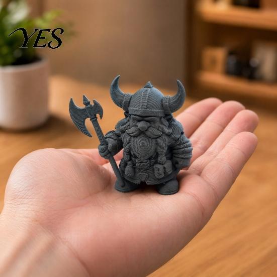 3D Printed Viking Figurine Dwarf Warrior Statue, Barbarian Figurine, Horned Nordic Mythology Ornament Helmet Desk Decor for Home Office, Collectible