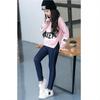 Girls' Korean-Style Warm Velvet Leggings for Autumn & Winter - Denim Look, Slim Fit for Kids