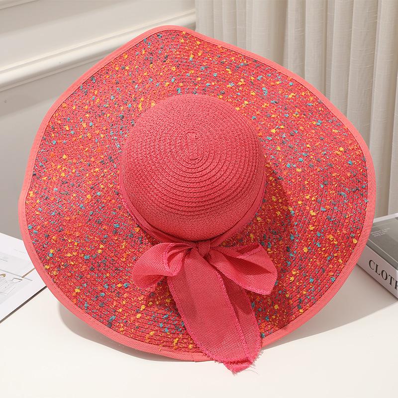 

Women s Summer Korean Style Straw Hat Wide Brim Sun Hat New Arrival Beach UV Protection Outdoor Visor Cap M 56-58cm кавун червоний колір