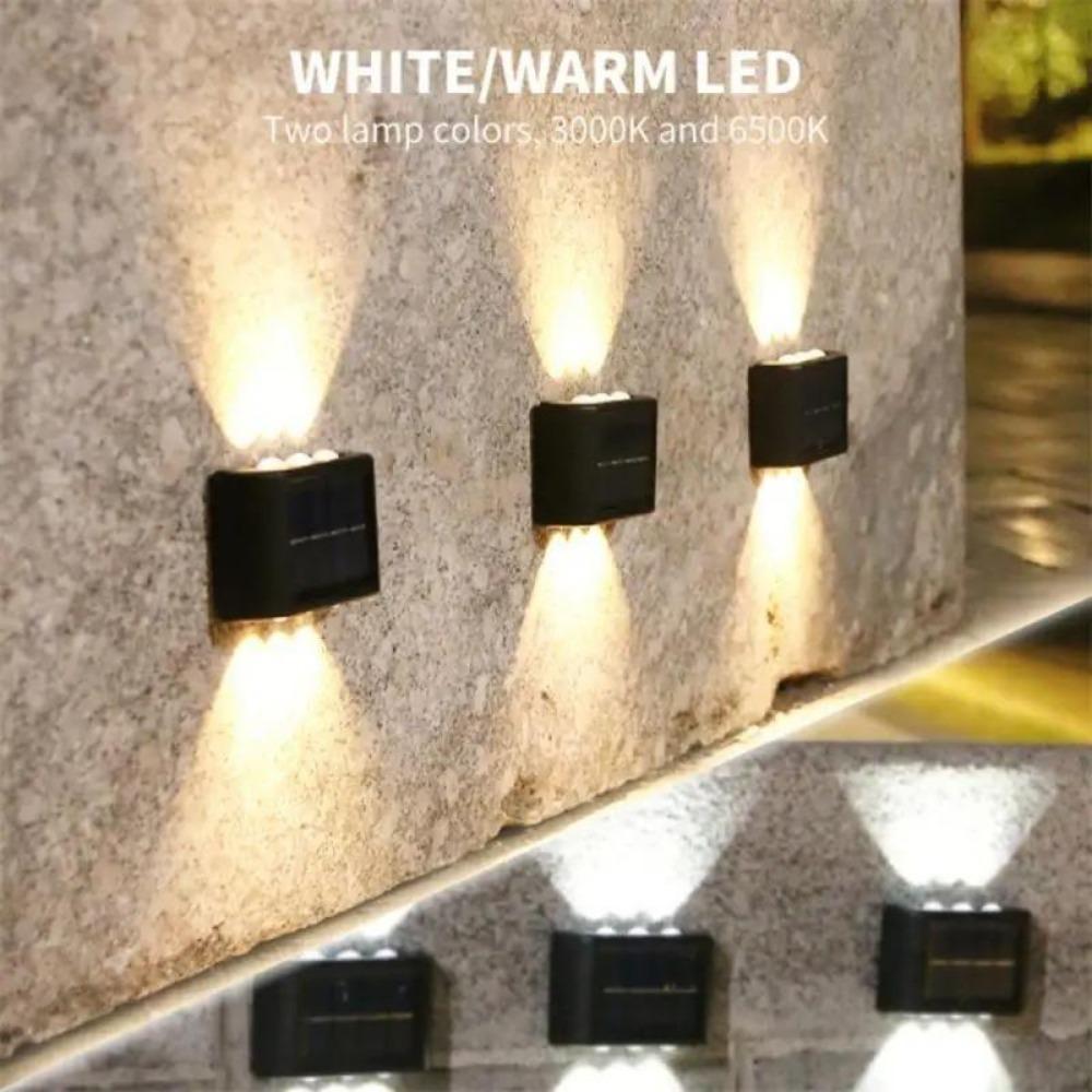 4/6/8LED Outdoor Solar Wall Lamp Up and Down Luminous Light for Garden Fence Decoration Waterproof Solar Powered Lamp
