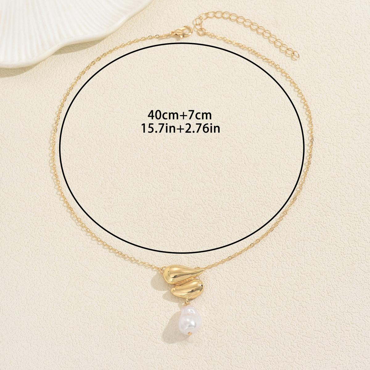 

Women s Irregular Charm Necklace With Pearl Delicate Elegant Gold Color Baroque Pearl Charm Necklace Party Jewelry
