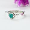 Round Turquoise Ring, Handmade Dainty Ring, 925 Sterling Silver Ring, Gift for Her, Designer Ring, December Birthstone