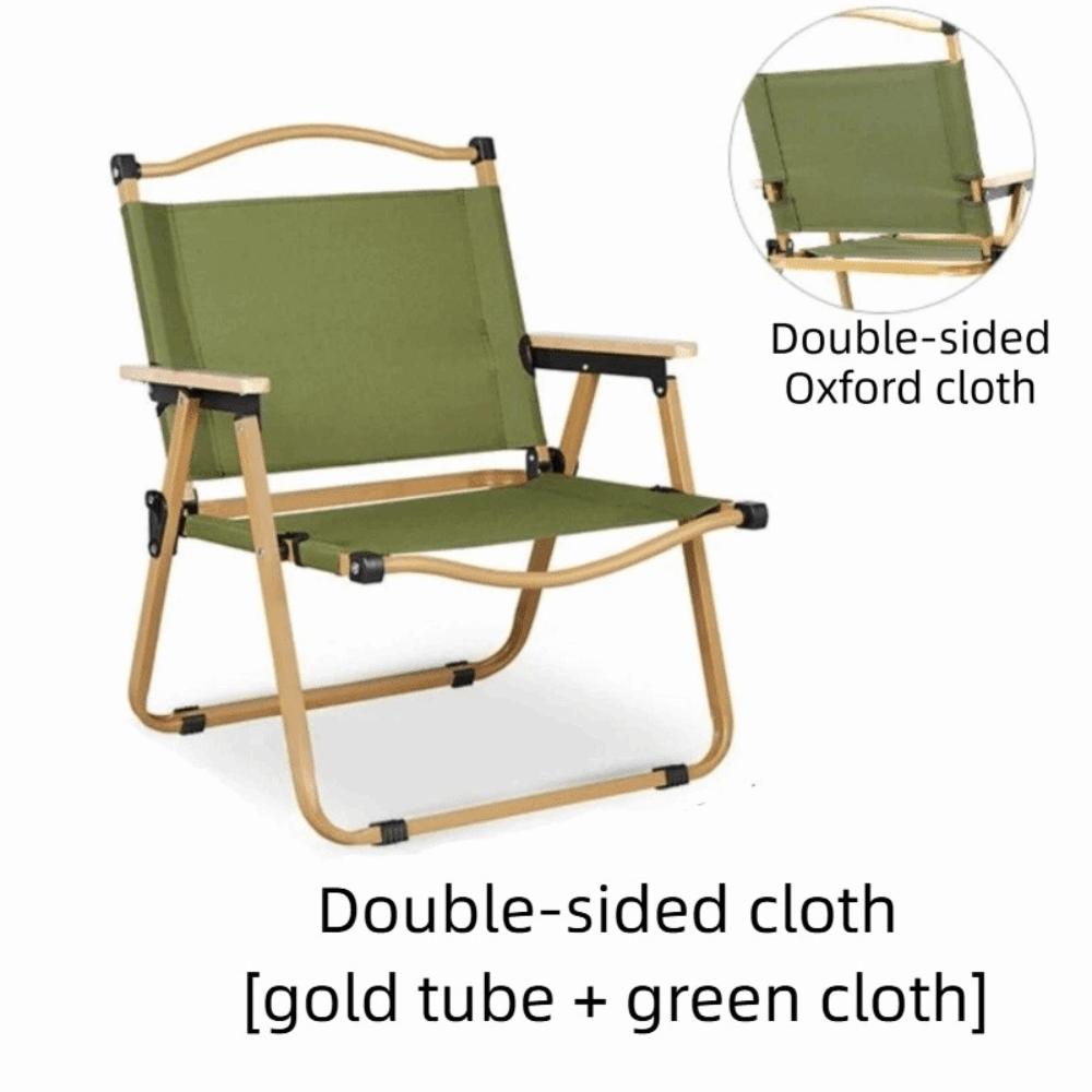 Wood Grain Camping Folding Chair Comfortable Armrest Durable Picnic Fishing Chair Carbon Steel Sturdy Kermit Chair