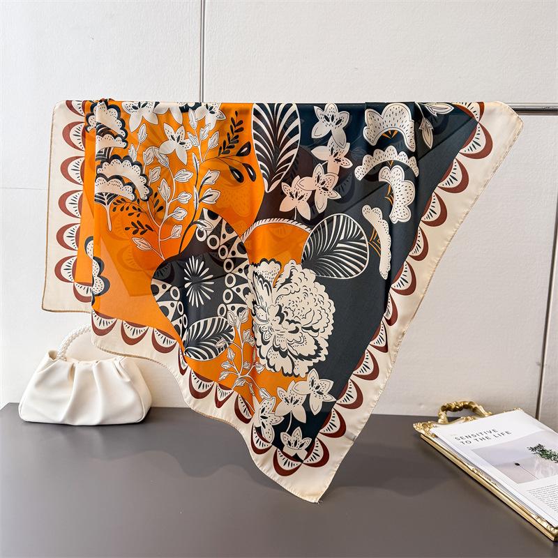Sunscreen Light Luxury Printed Silk-Like Scarf Shawl Neck Scarf High-End Versatile Women's Headband