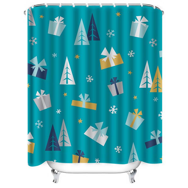 GAETU Festive Christmas Shower Curtain Sets Waterproof Holiday Decor Farmhouse Xmas Pattern Bathroom Fabric Backdrop Holiday G