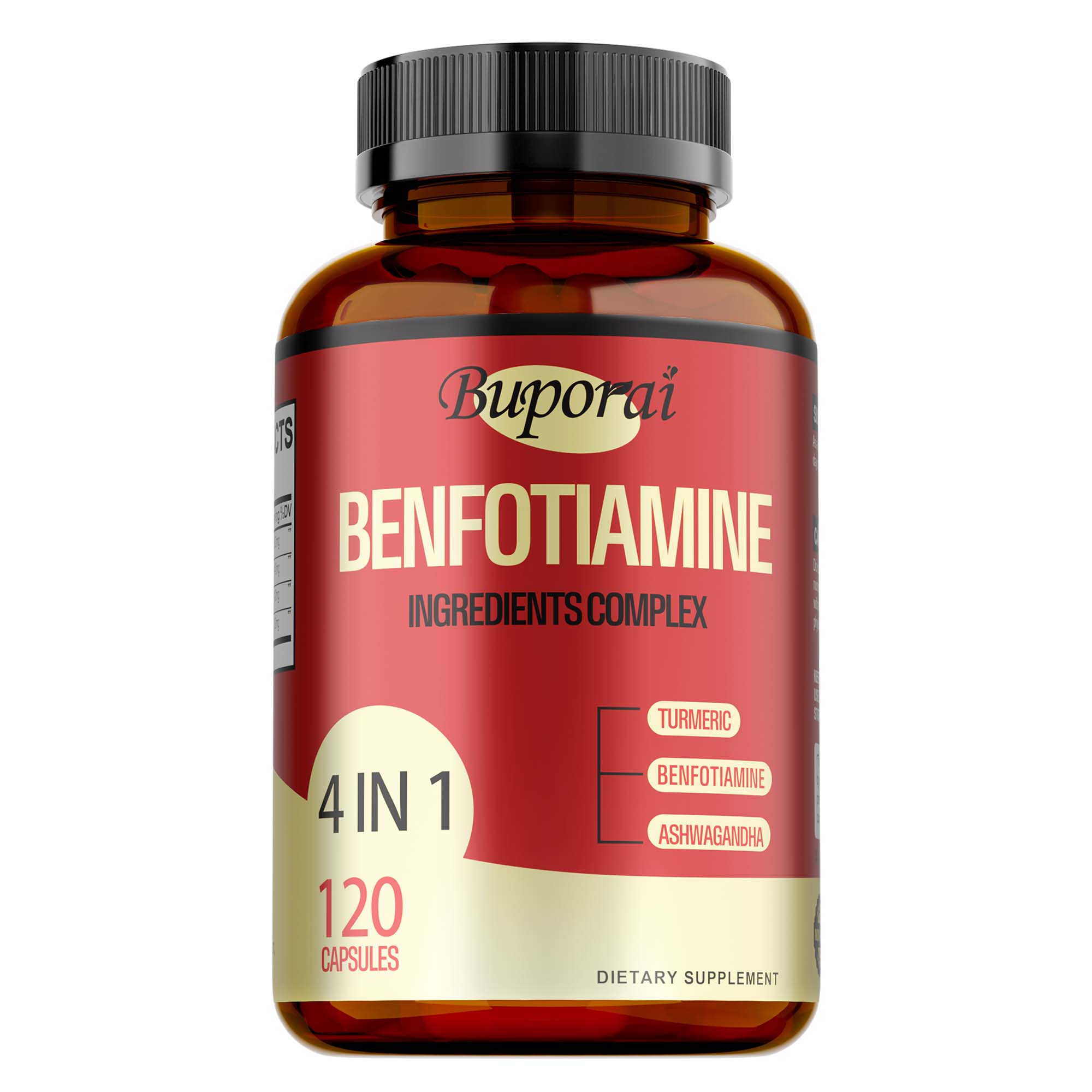 Buporai Benzophosthiamine Complex Capsules, Containing Turmeric, Ashwagandha, and Gymnema, for Daily Dietary Nutritional Supplementation 120*1