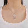 Cazador Clear Zircon Cross Pendant Necklace for Women Men Stainless Steel Couple Necklaces Jesus Christian Jewelry Gift 2026