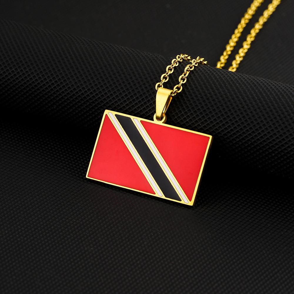 Trinidad & Tobago Stainless Steel Drip Oil Pendant Necklace for Men & Women