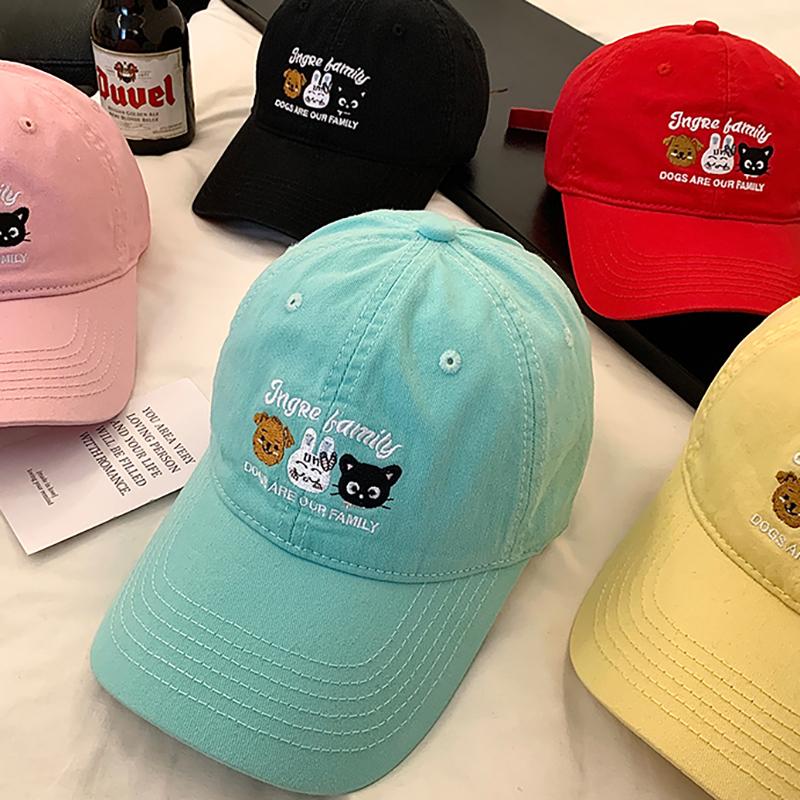Hat Cat Embroidered Duck Tongue Cap For Women Large Brim Sun Protection Visors Korean Style Girls Sports Duckbill Hats Ricygvm Green Baseball