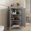 Grey Corner Cabinet for Bathroom – Freestanding 2-Door Triangular Cabinet with 3 Levels, High-Quality MDF Board with Lacquered Surface (61.5 X 80 Cm)
