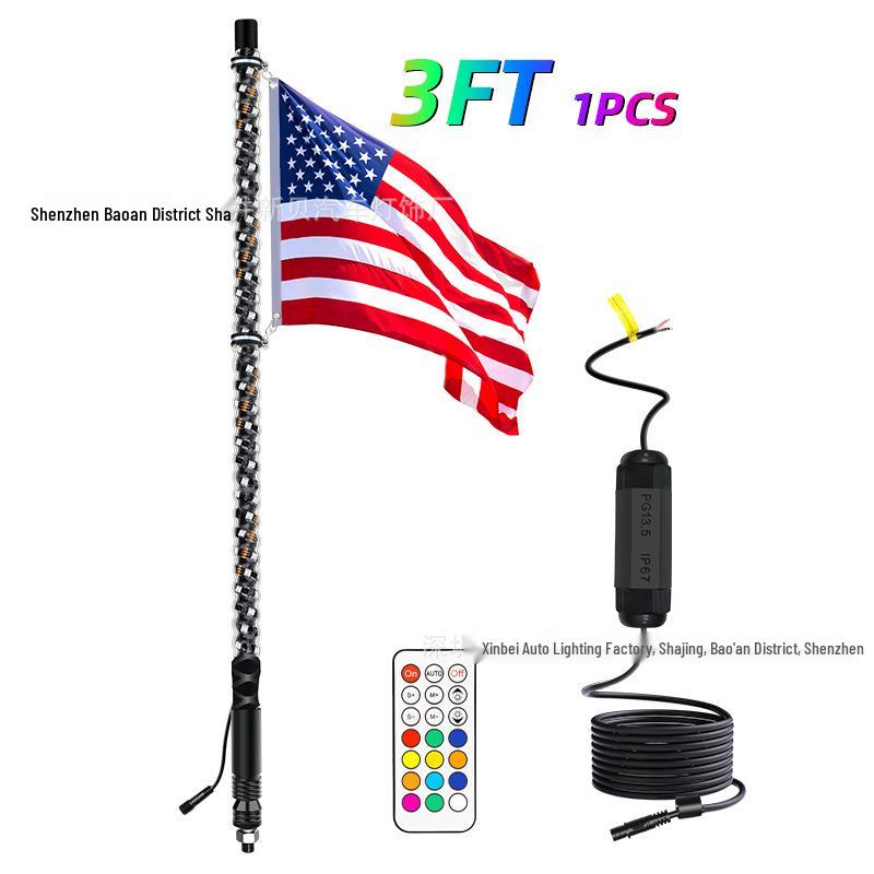 RGB Off-road Flagpole and Beach Atmosphere Light with Brake Function