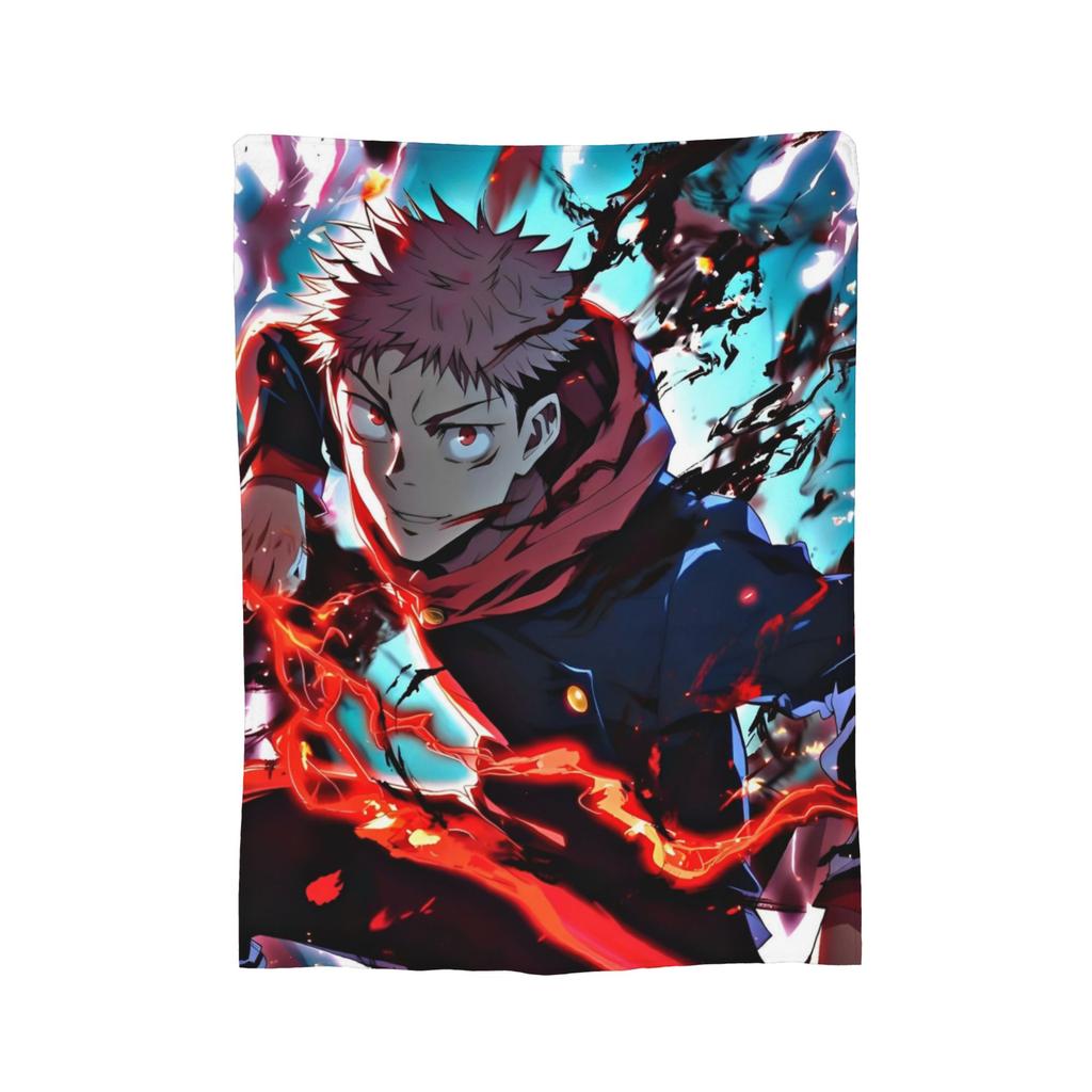 Yuji Itadori aus dem Anime Jujutsu Kaisen – Plüschdecke, tolle Kuscheldecke für Zuhause, 125 x 100 cm, Tagesdecke