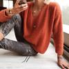 Dames Oversized V-hals Verlaagde Schouder Trui Losse Casual Gebreide Pullover Mode