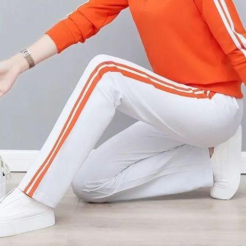 Internet celebrity stand-up collar sweater casual sports suit versatile spring and autumn new large size loose belly cover long sleeve two-piece set