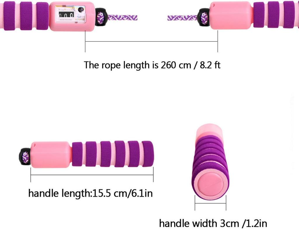 Kinderspringseil mit Zähler Springseil Verstellbar mit Bequemen & Rutschfesten Griffen für Mädchen Jungen