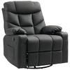 Manual Reclining Chair, Recliner Armchair with Swivel, Faux Leather, Footrest, Cup Holders, 86x93x102cm, Black
